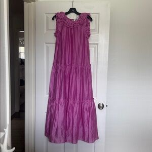 hunter bell pink ruffle maxi dress